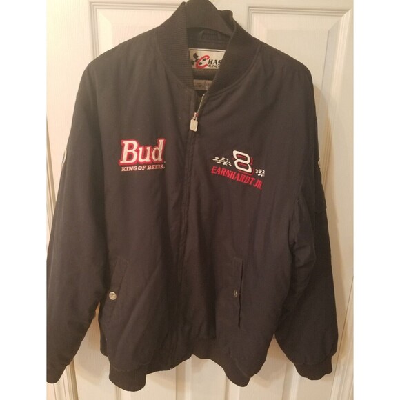 Vintage Chase Authentics NASCAR Dale Earnhardt Jr Black Bomber Jacket Size L